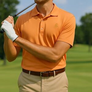 PETER MILLAR Orange Polo Size Large 100% Cotton Short Sleeve Shirt Golf‎ Preppy